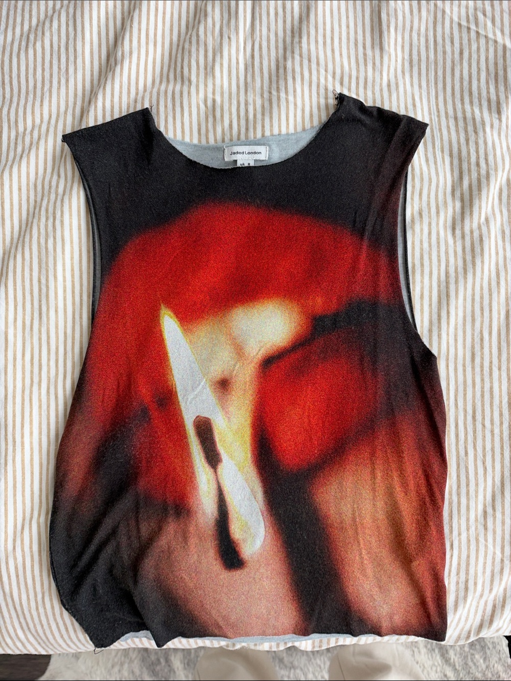 Jaded London Black and Red Flame Sleeveless Tank